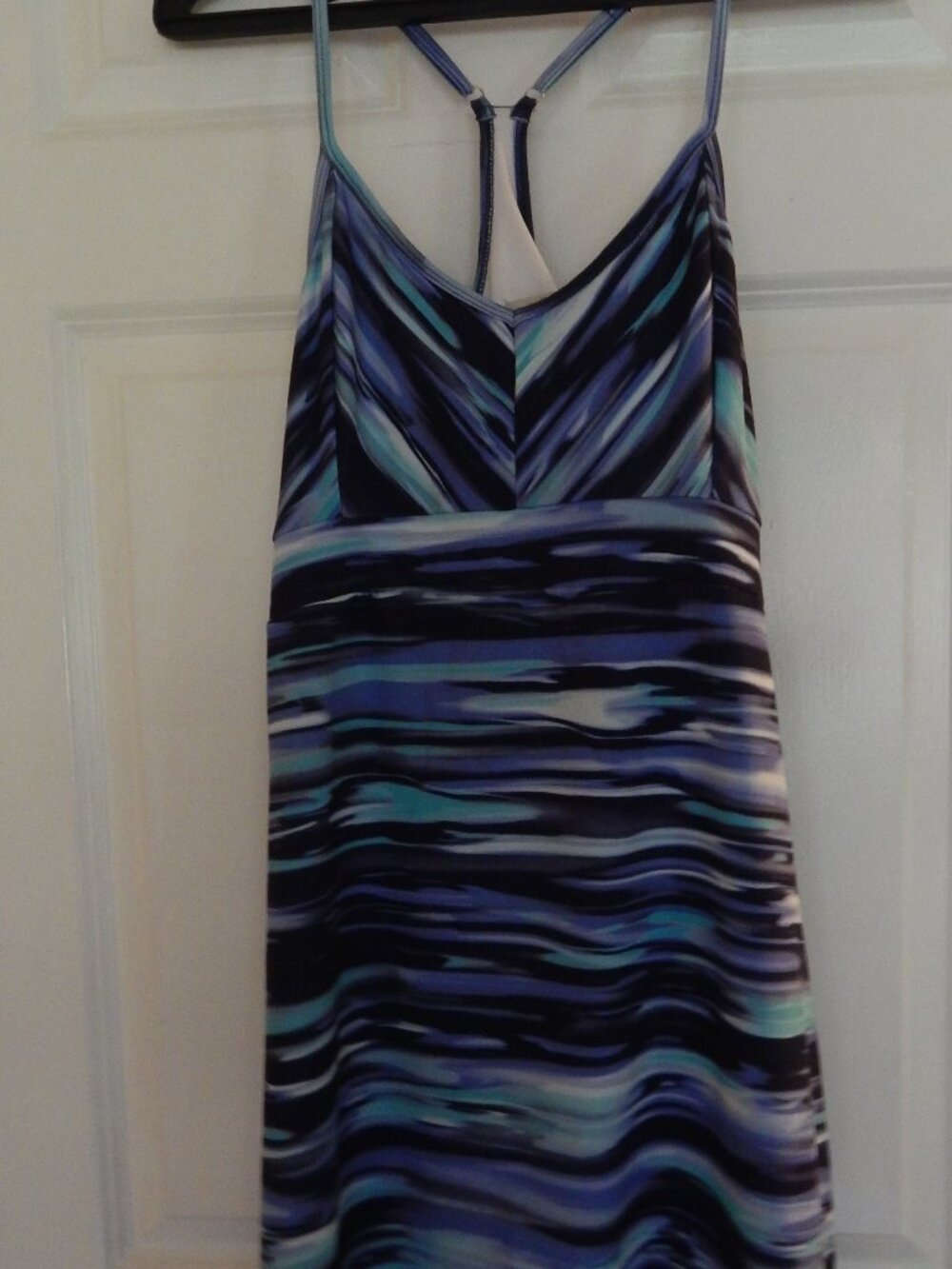 Tehama athletic dress, blue, green strap dress, size S